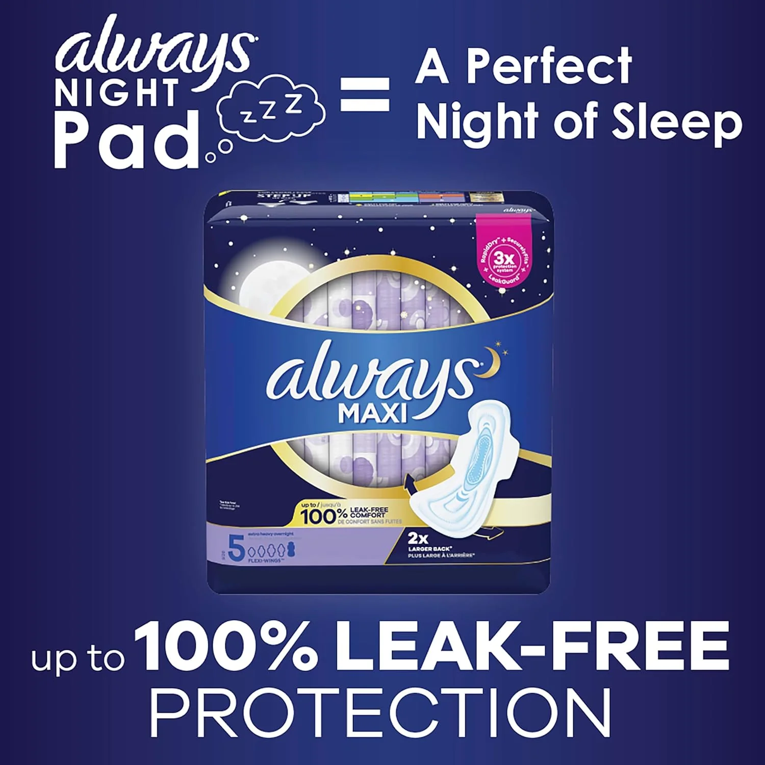 Always Maxi Pads with Wings Extra Heavy Overnight I Size 5 36 Count - Image 5