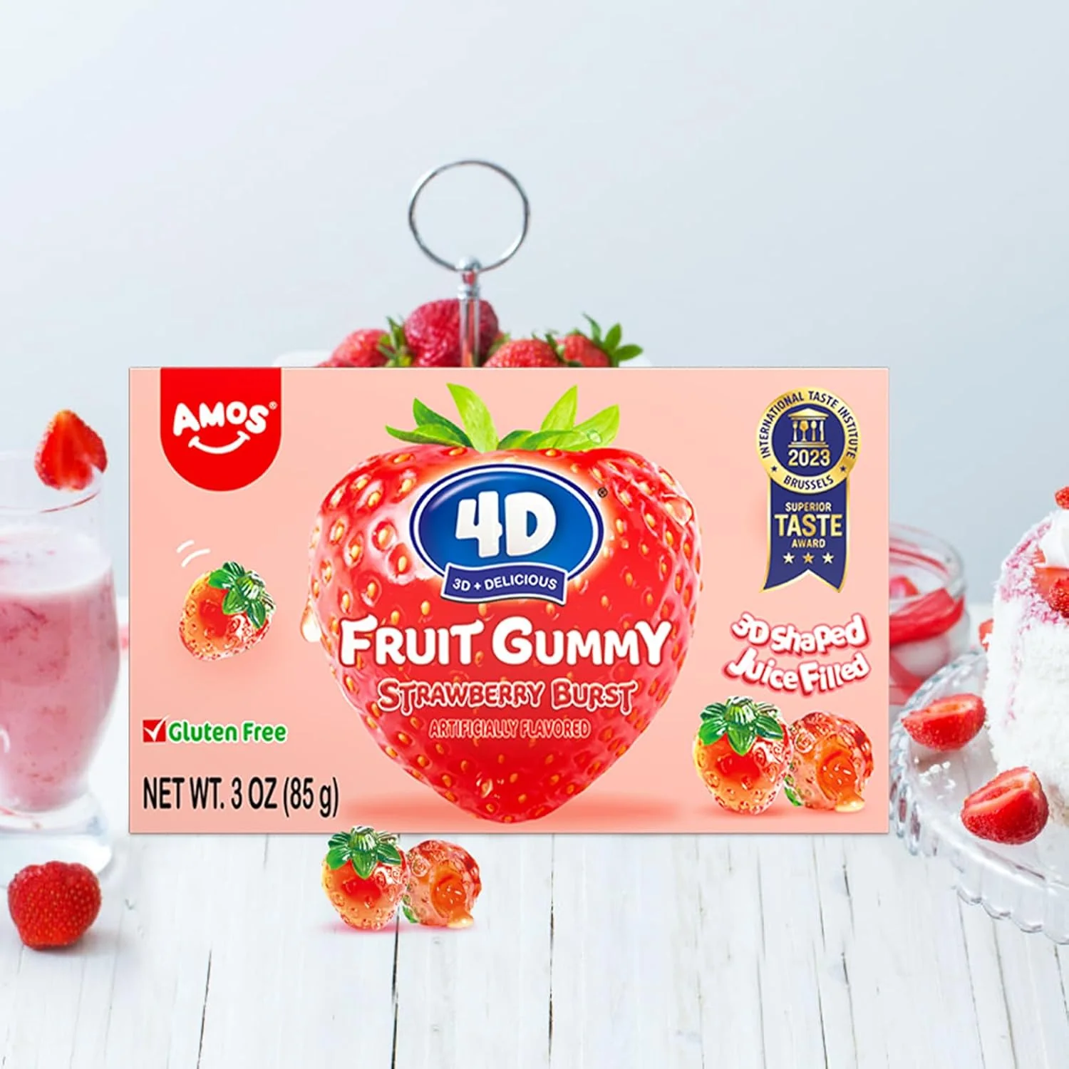 Amos 4D Fruit Gummy Strawberry Burst Theater Box 3oz (99g) - Image 5