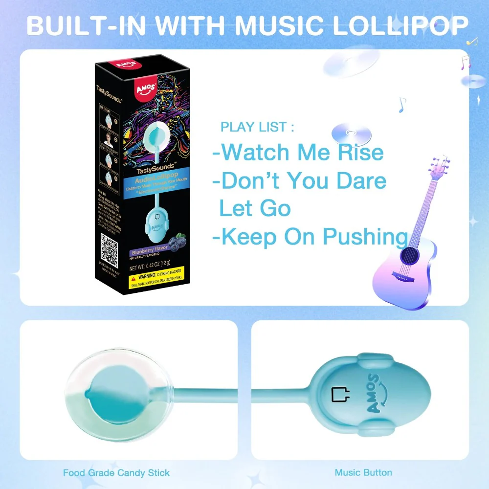AMOS Music Lollipop Suckers Tastysounds Lollipop Fat Free Blueberry - Image 4