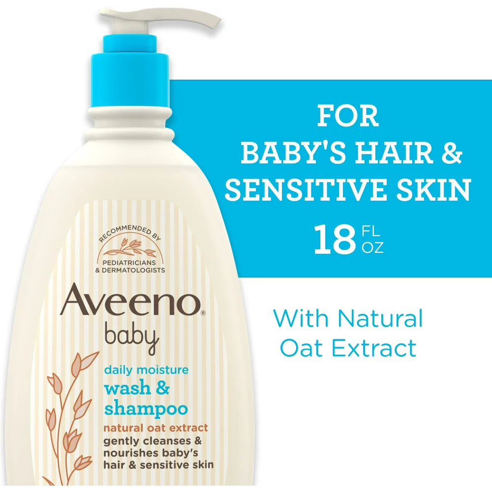 Aveeno Baby Daily Moisture Bath Body Wash & Shampoo Fragrance Free (18oz) 532ml - Image 2