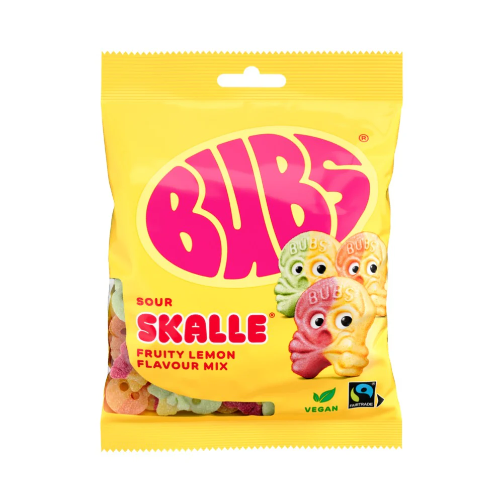 Bubs Sour Skalle Lemon Raspberry Peg Bag 5.5oz (156g) - Image 2