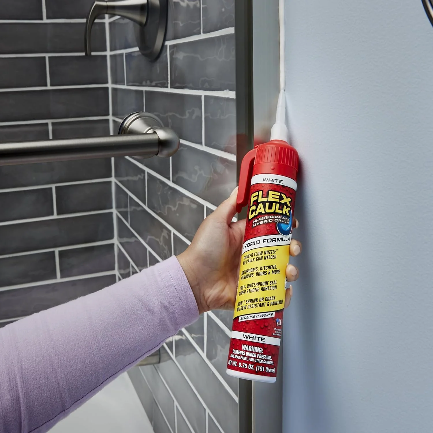 Flex Caulk White All Purpose White 9 oz Pressurized Can, Trigger Flow Nozzle 9oz (255g) - Image 3