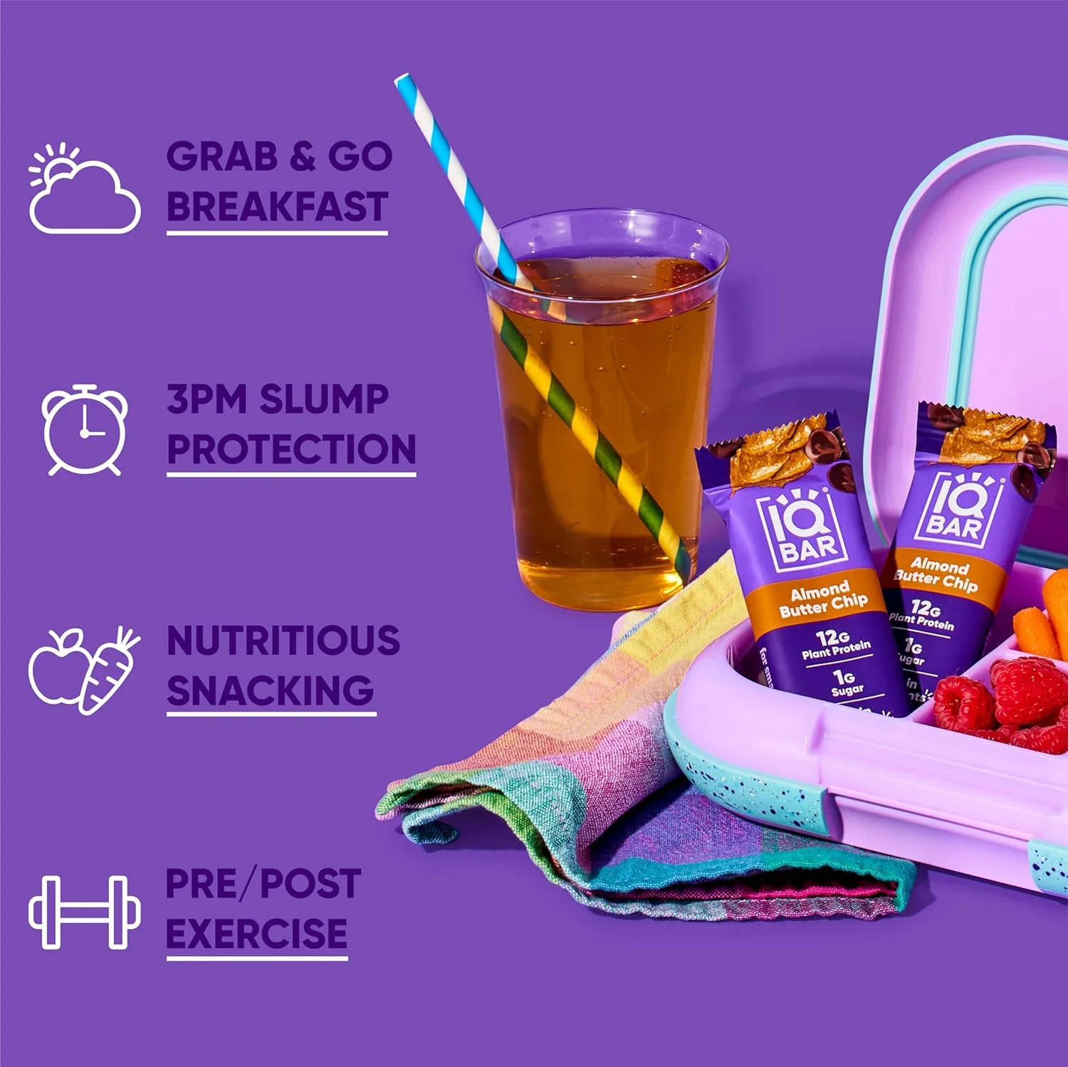 IQBAR Brain and Body Plant Protein Bars I Almond Butter Chip I Low Sugar Keto Energy Bar I 12g Protein - Image 4