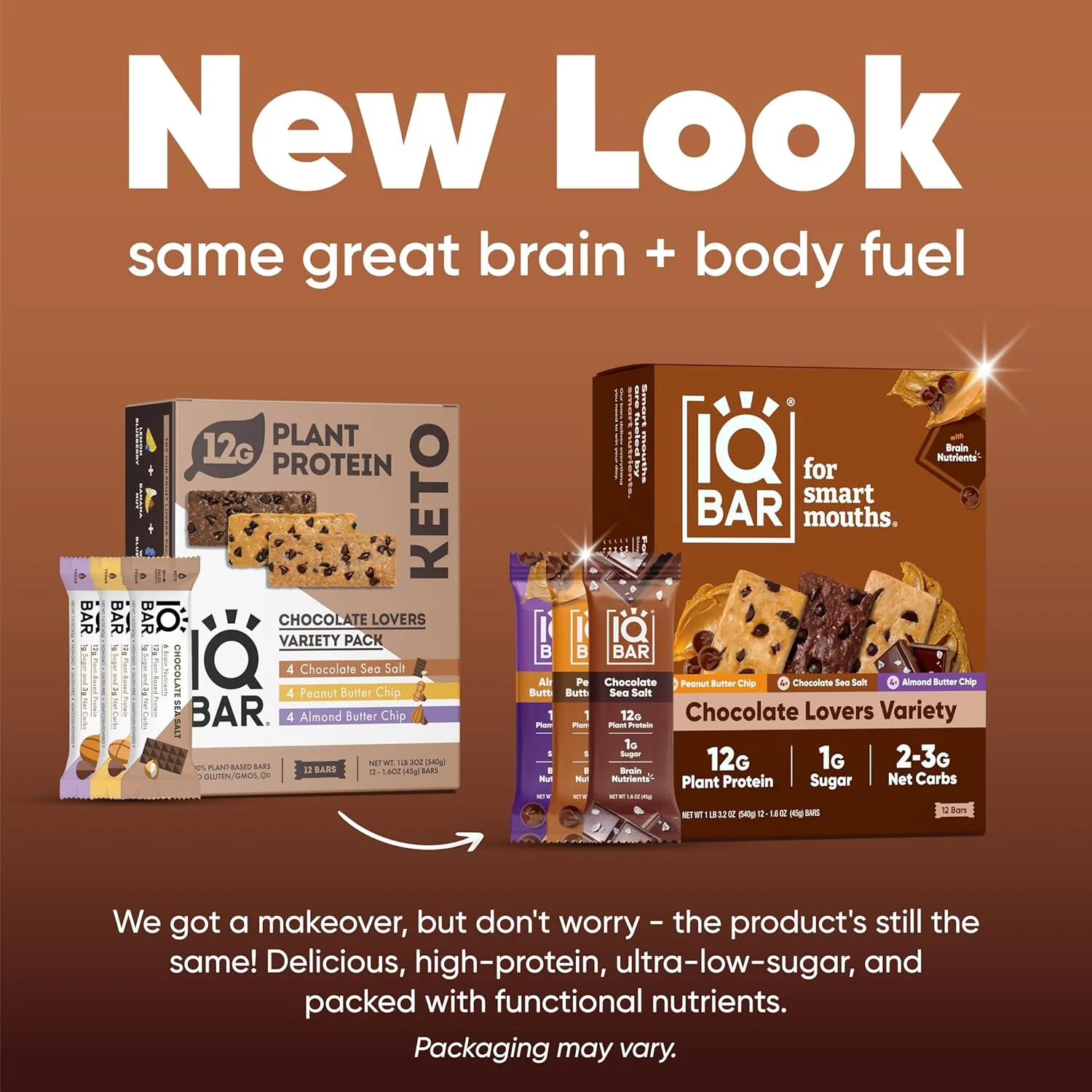 IQBAR Brain and Body Plant Protein Bars I Chocolate Lovers Variety Pack I Low Sugar Keto Energy Bar I 12g Protein - Image 7
