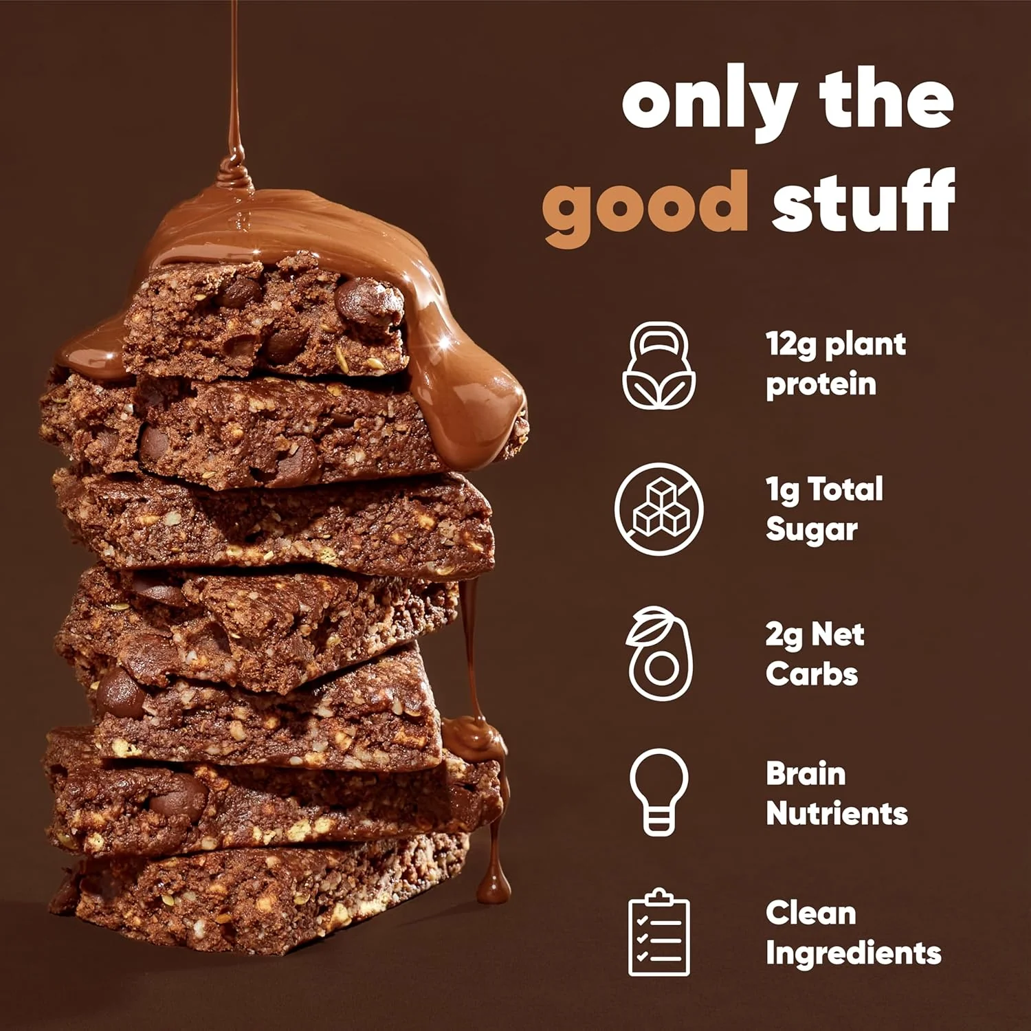 IQBAR Brain and Body Plant Protein Bars I Chocolate Sea Salt I Low Sugar Keto Energy Bar I 12g Protein - Image 2