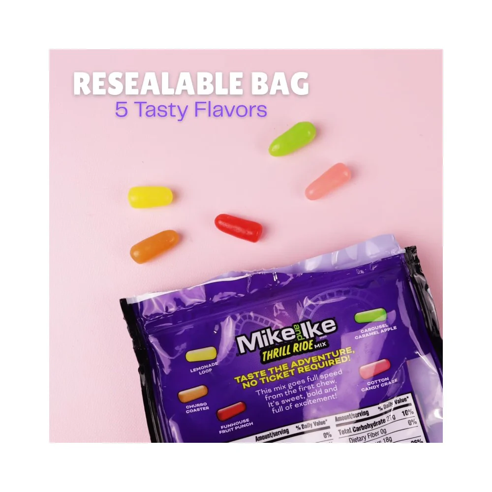 Mike & Ike Stand Up Bag Thrill Ride Mix 10oz (283g) - Image 2