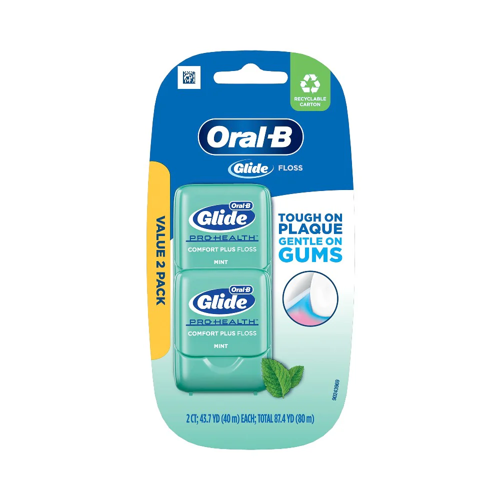 Oral-B Glide Pro-Health Comfort Plus Mint Flavor Floss, 43-7yd (40m) 2 Count