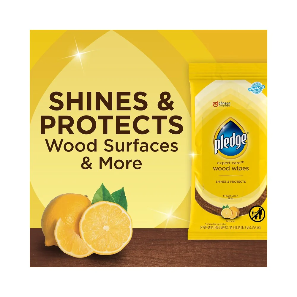 Pledge Expert Care Wood Wipes Lemon Scented 24's - Image 4