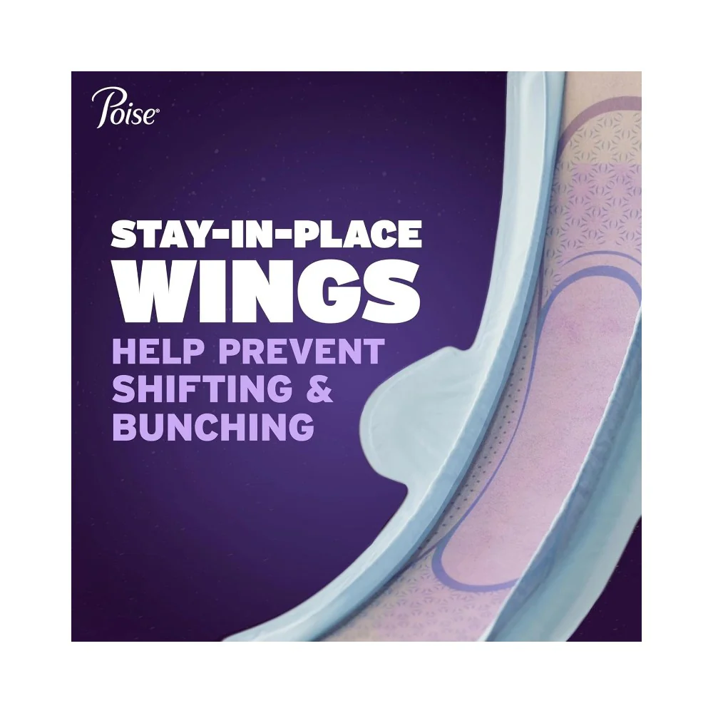 Poise Ultra-Thin with Wings Long Overnight Pad 20's - Image 4