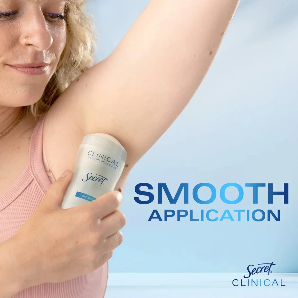 Secret Clinical Invisible Solid Antiperspirant and Deodorant Stick, Completely Clean 2.6oz (73g) - Image 6