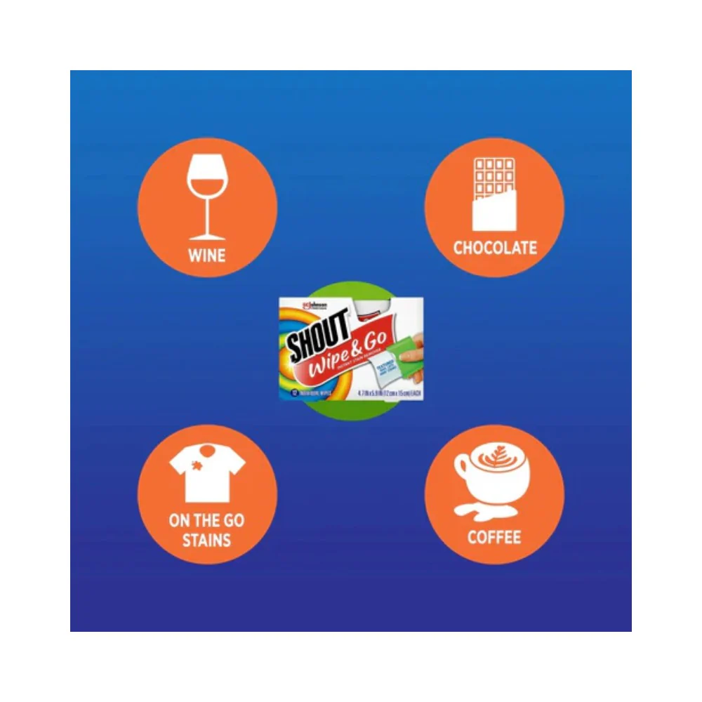 Shout Wipe & Go, Laundry Instant Stain Remover, 12 Wipes - Image 4