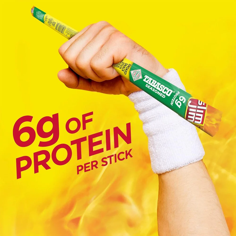 Slim Jim Giant Smoked Meat Sticks, Tabasco Flavor, 6g Protein Per Serving .97oz (27g) - Image 3
