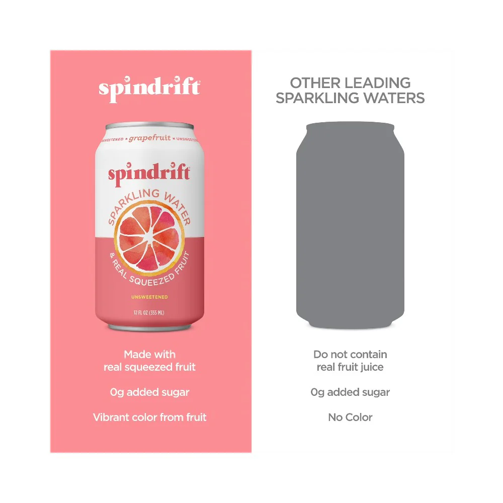 Spindrift Grapefruit Flavoured Sparkling Water 12oz (355ml) - Image 3