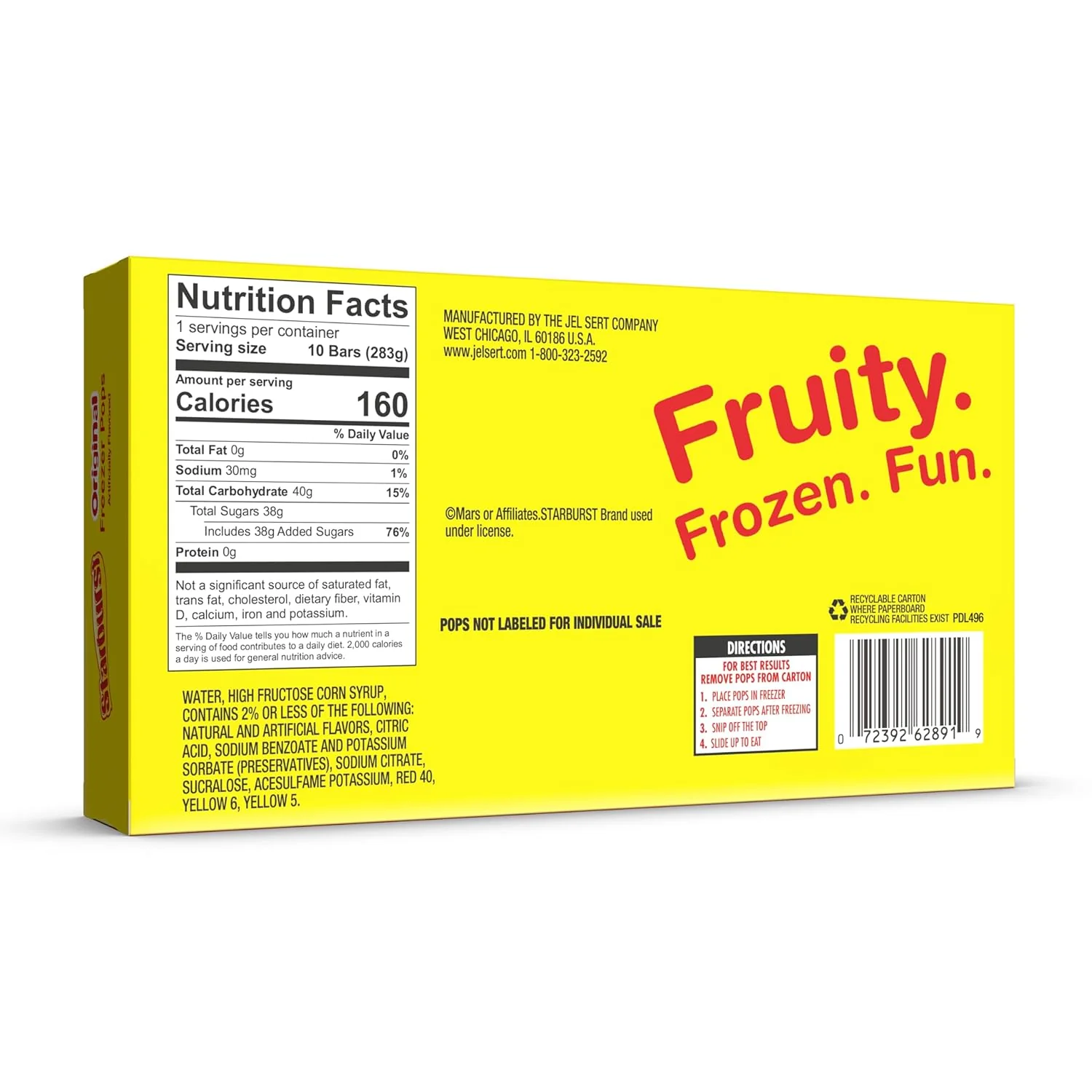 Starburst Freezer Pops Assorted 10ct 1oz (283.5g) - Image 2