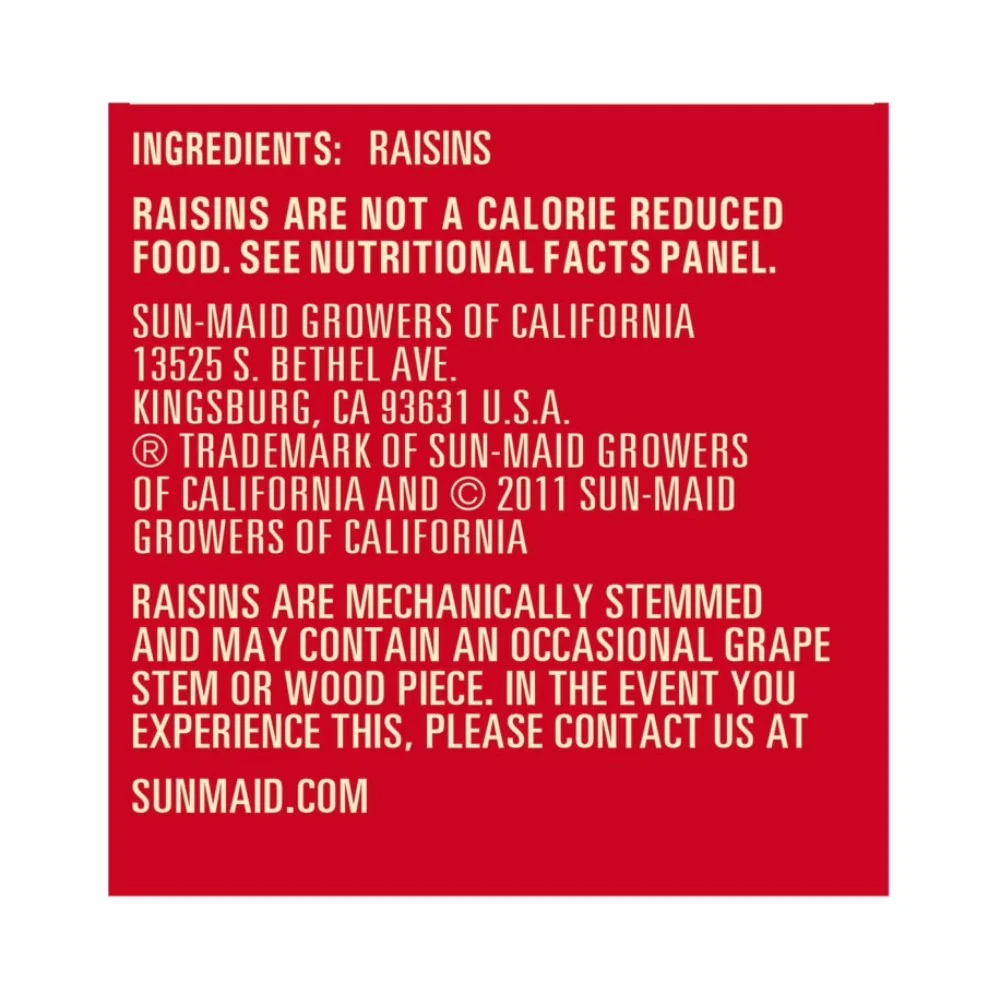 Sunmaid California Sun Dried Raisins Box 12oz (340g) - Image 3