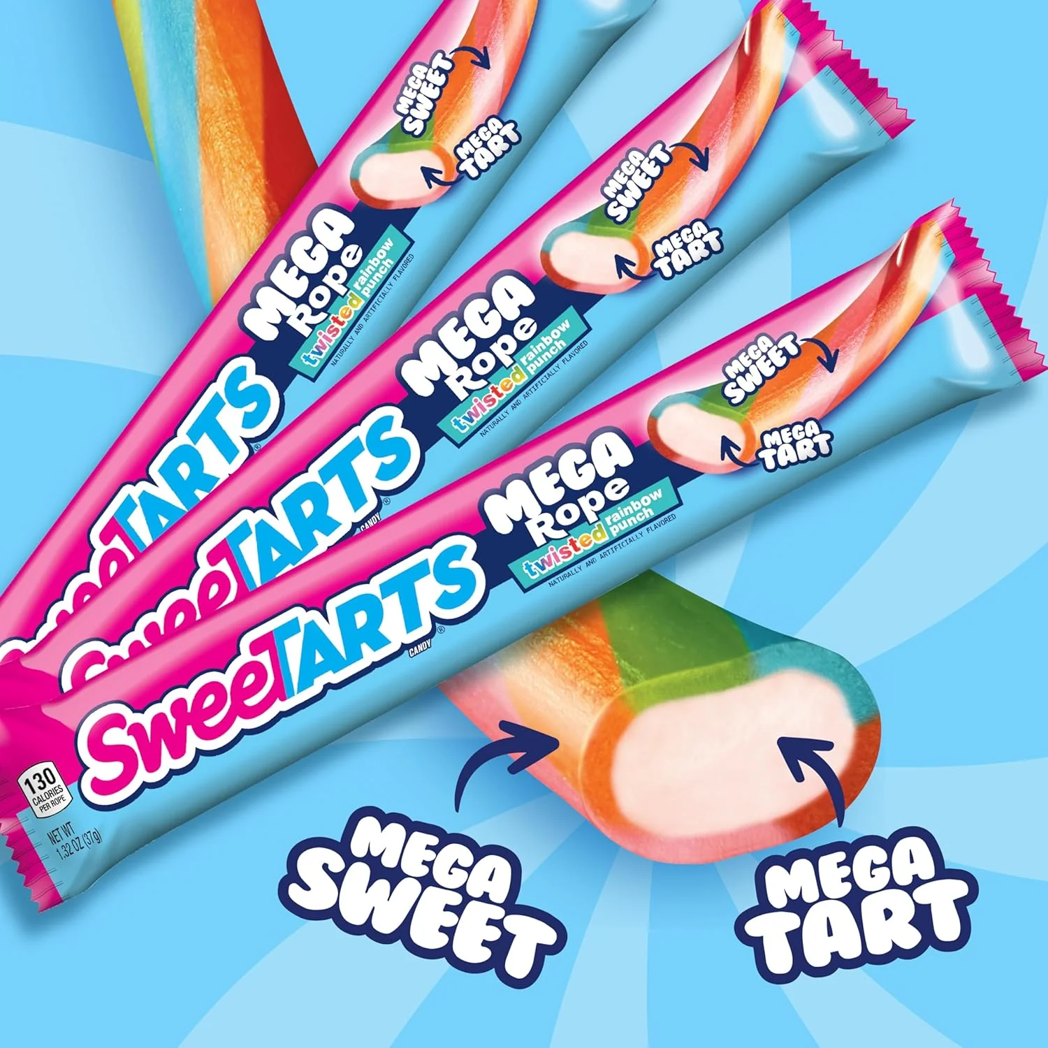 Sweetarts Mega Rope Twisted Rainbow Punch 1.32oz (37g) - Image 3