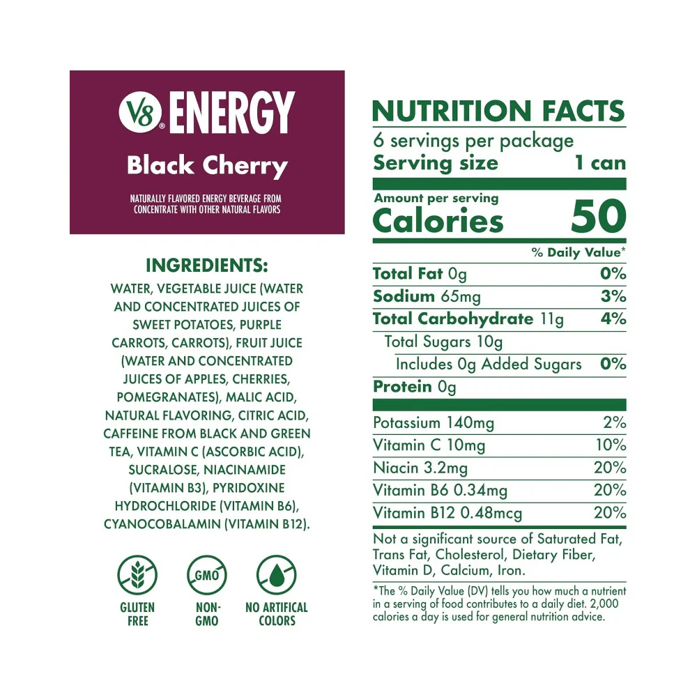 V8 Energy Black Cherry 8oz (237ml) - Image 3