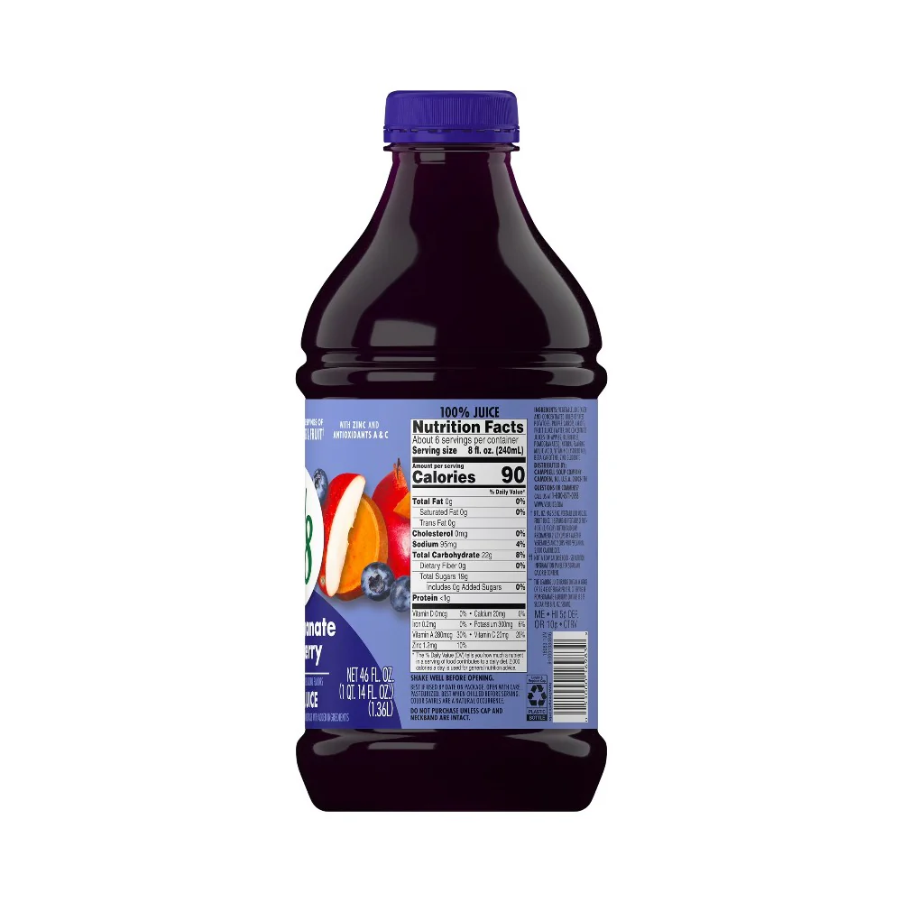 V8 Vegetable Juice Pomegranate Blueberry 46oz (1.36L) - Image 2