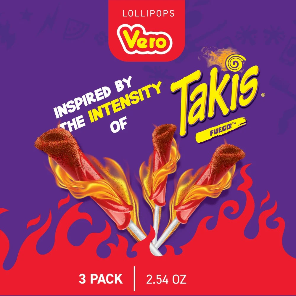 Vero Lollipops Takis Fuego Flavoured Bag 5 count 0.84oz (24g) - Image 3