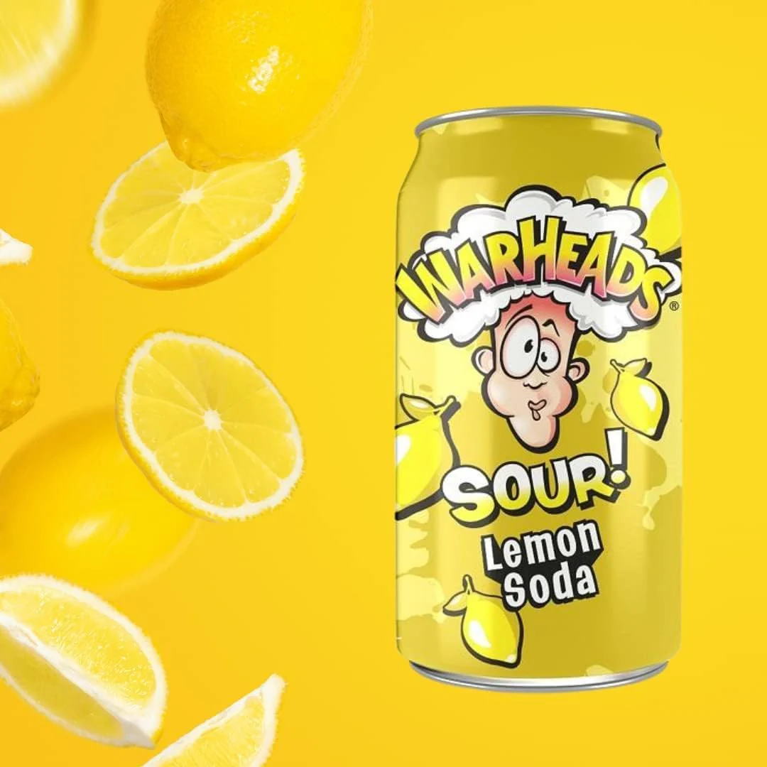 Warheads Lemon Sour Soda 12oz (355ml) - Image 2