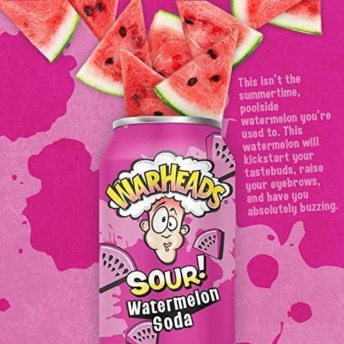 Warheads Watermelon Sour Soda 12oz (355ml) - Image 2