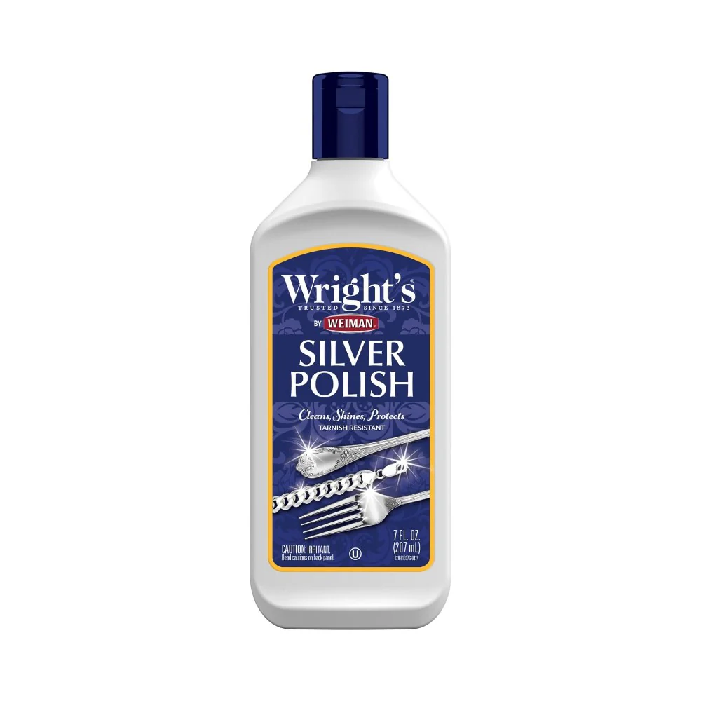 Wright's Anti Tarnish Silver Polish 7oz (207ml) Use on Silver, Jewelry, Antique Silver, Gold, Brass, Copper and Aluminum