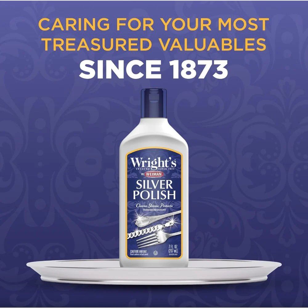 Wright's Anti Tarnish Silver Polish 7oz (207ml) Use on Silver, Jewelry, Antique Silver, Gold, Brass, Copper and Aluminum - Image 5